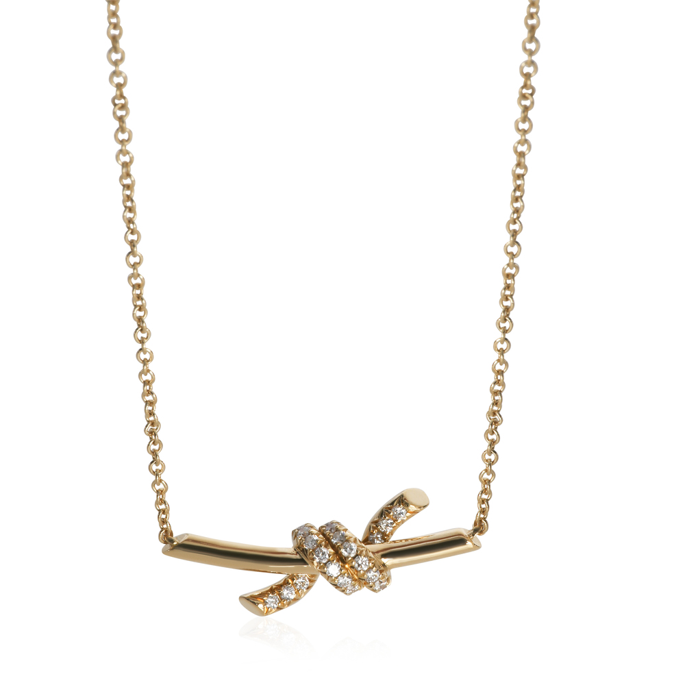 Tiffany & Co. Yellow Gold Diamond Small Model Knot Necklace